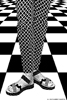 B&W slacks & Shoes on W&B tile background